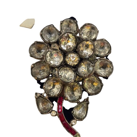 Antique Super Old Paste Style 30s Dimensional Flower Brooch (A8895) - Picture 4 of 6